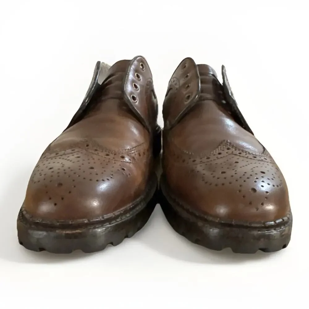 Johnston & Murphy Mens 9.5M Wingtip Oxford Brown Leather Dress Shoes Brogue READ